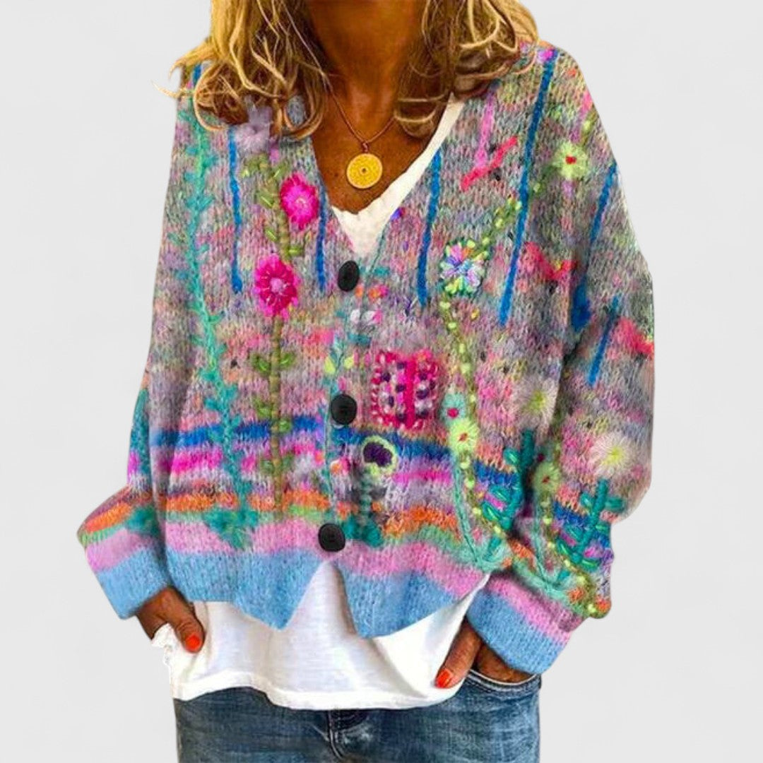 Women's Floral Knit Cardigan | Fall
