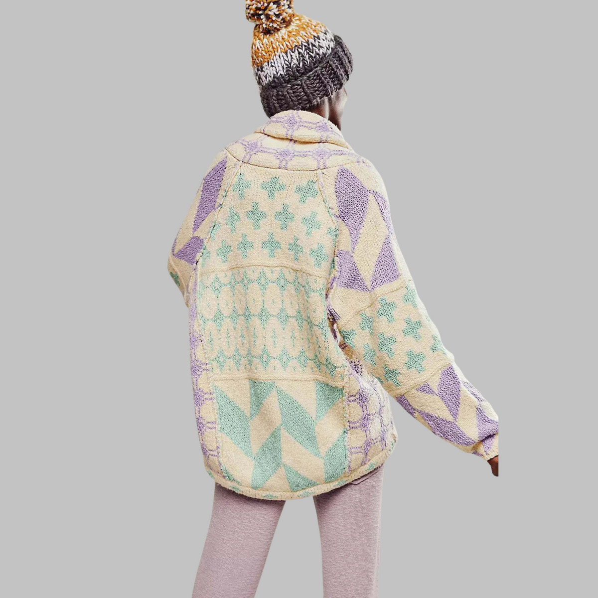 Women's Oversized Cardigan | Jacquard Pattern