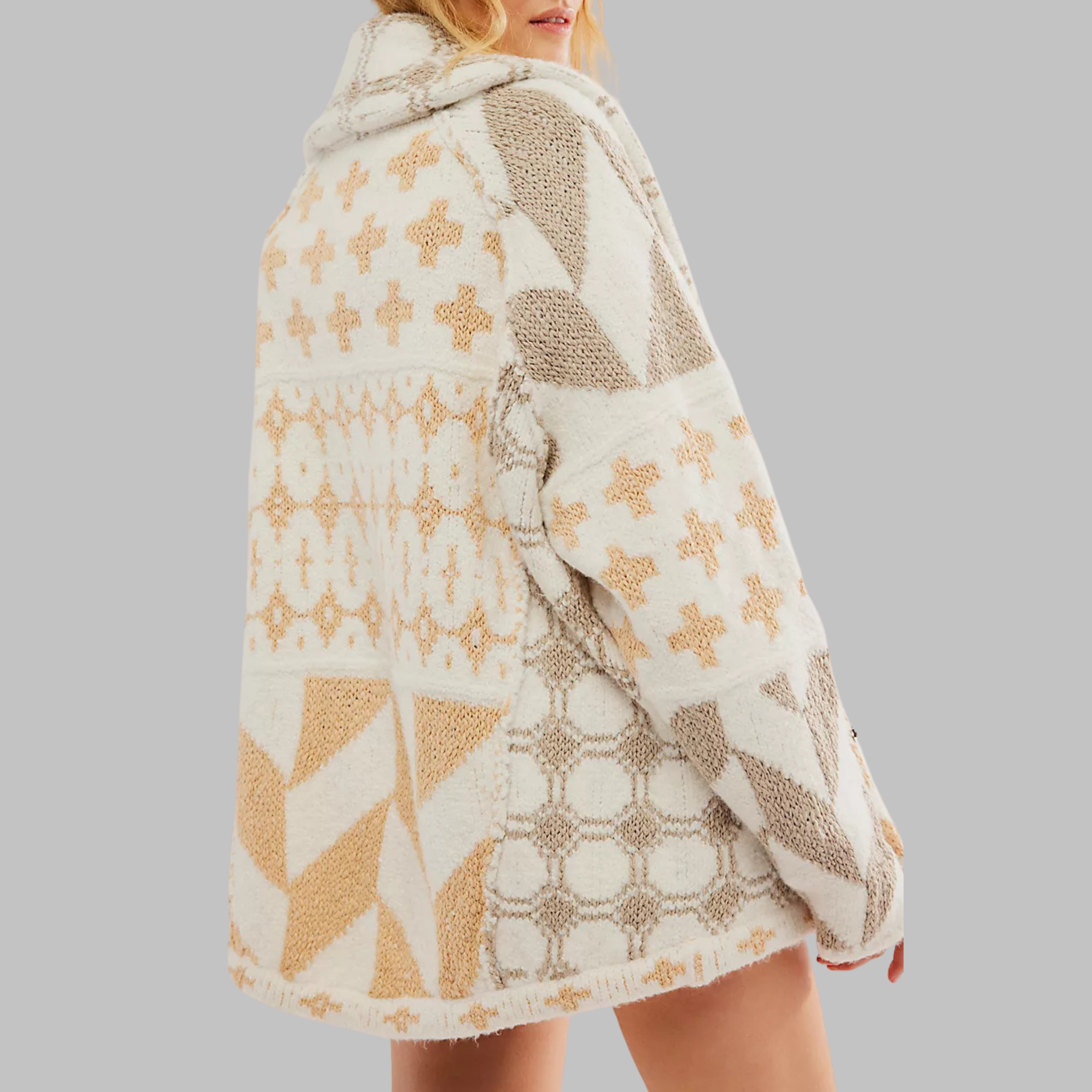 Women's Oversized Cardigan | Jacquard Pattern
