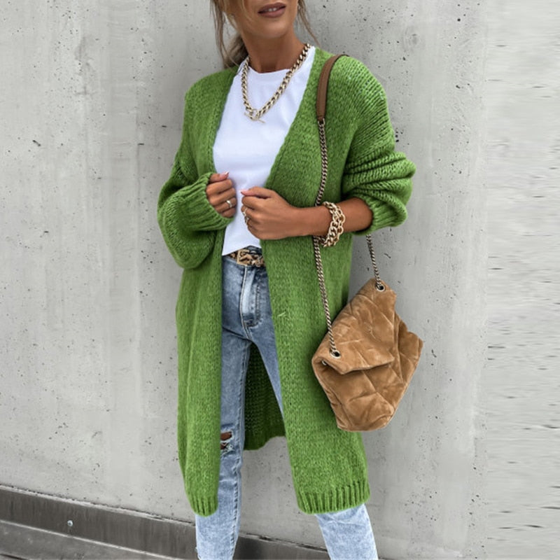 Women's Long Knit Cardigan | Open front