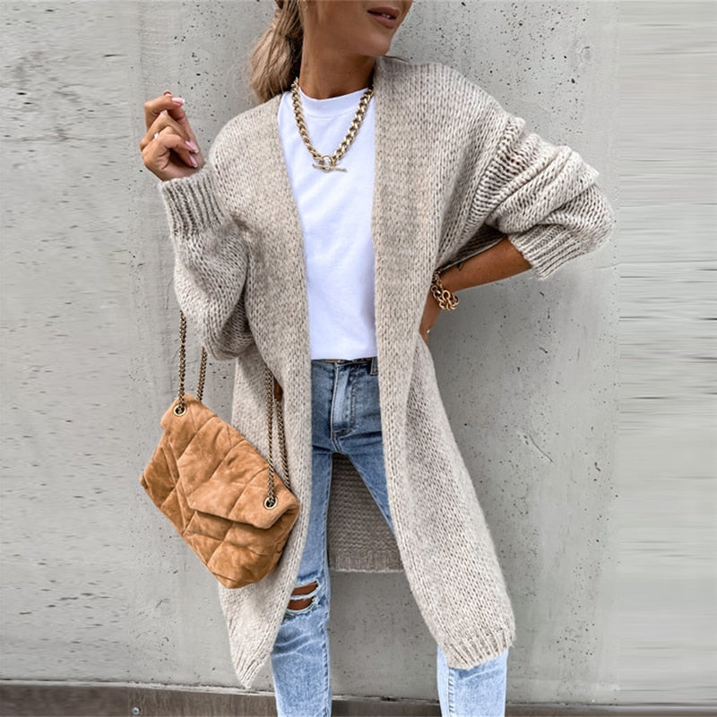 Women's Long Knit Cardigan | Open front