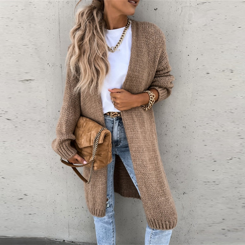 Women's Long Knit Cardigan | Open front