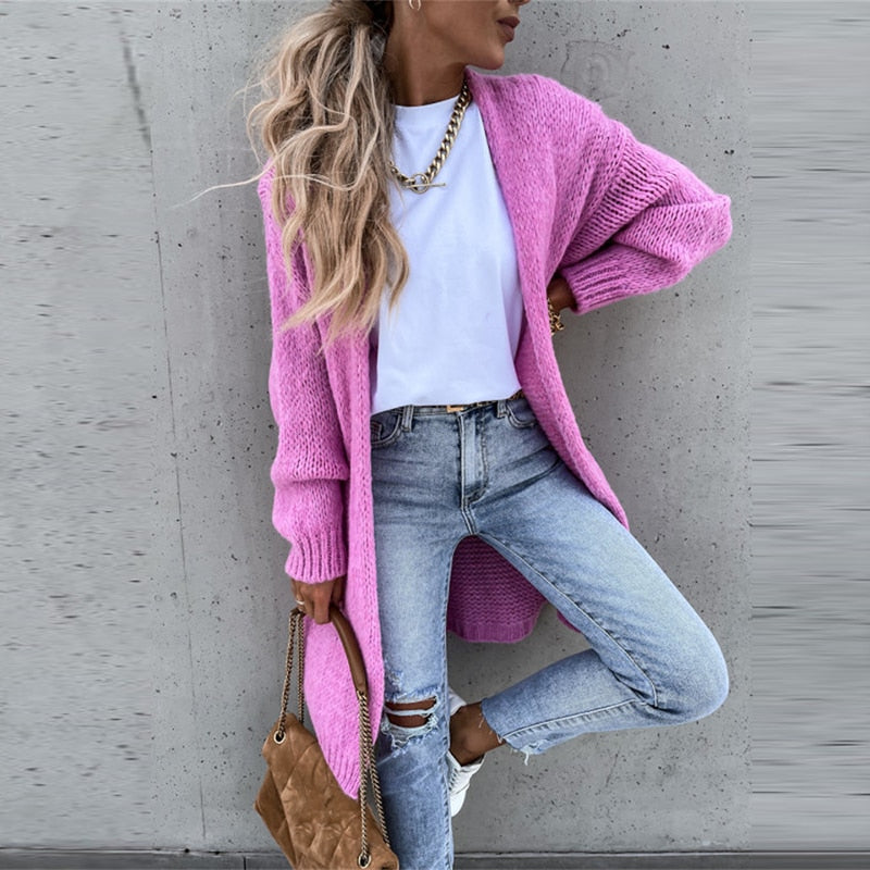 Women's Long Knit Cardigan | Open front