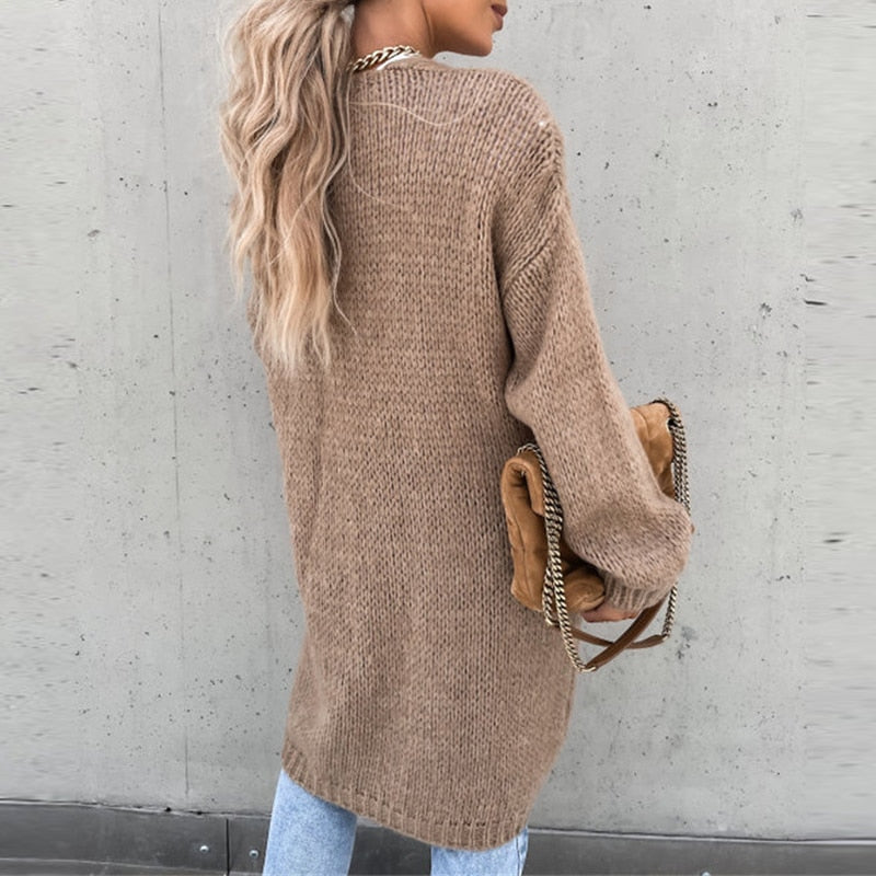 Women's Long Knit Cardigan | Open front
