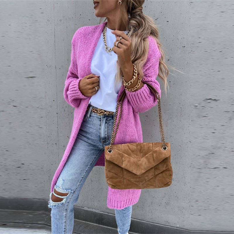 Women's Long Knit Cardigan | Open front
