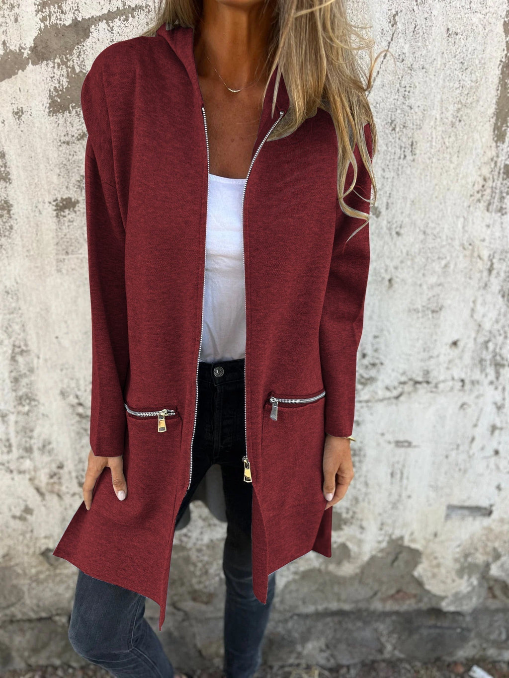 Women's Zip Longline Cardigan | Hooded