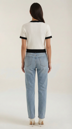 Women's Stylish Contrast Knit Cardigan | Short Sleeves