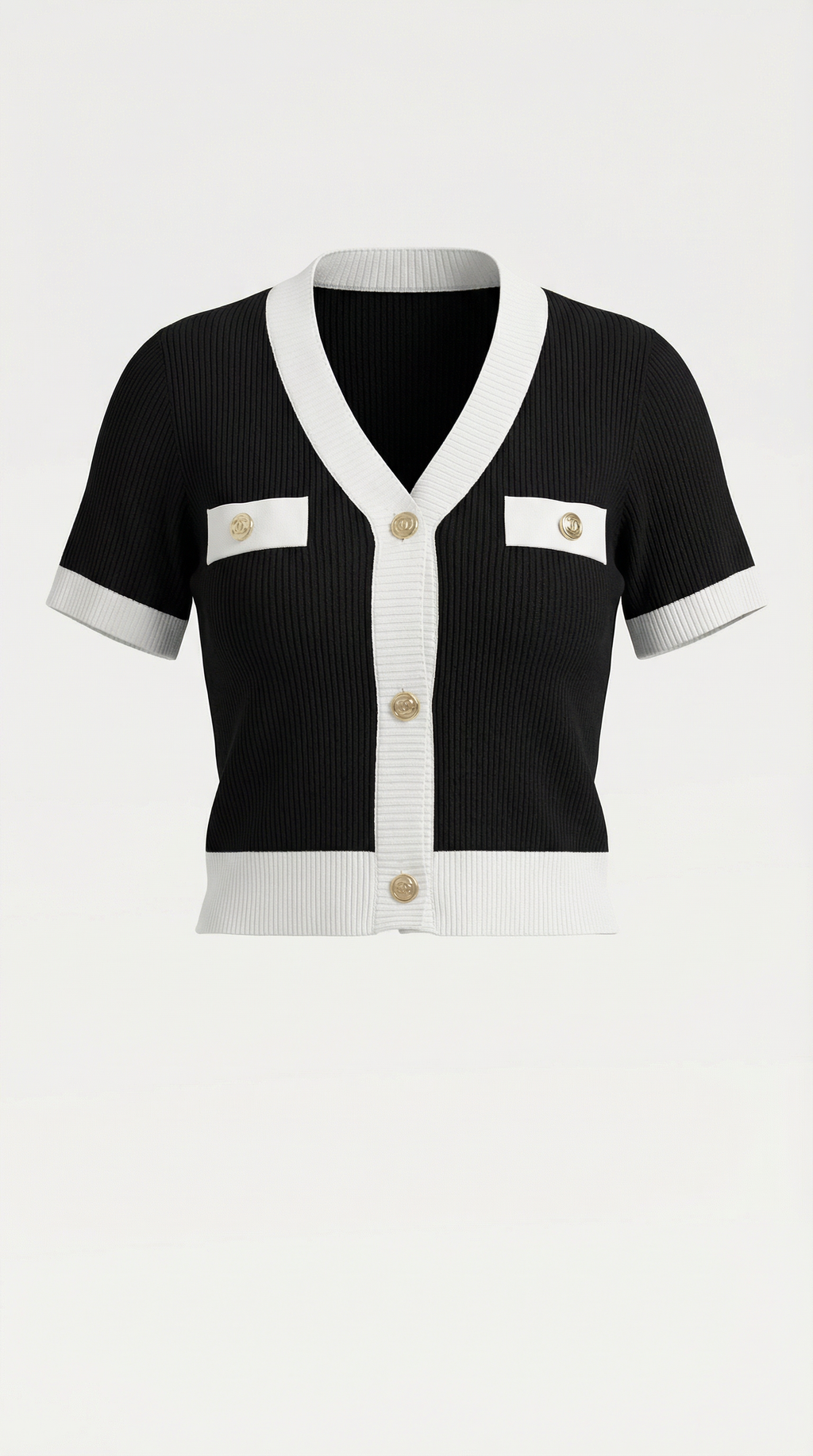 Women's Stylish Contrast Knit Cardigan | Short Sleeves