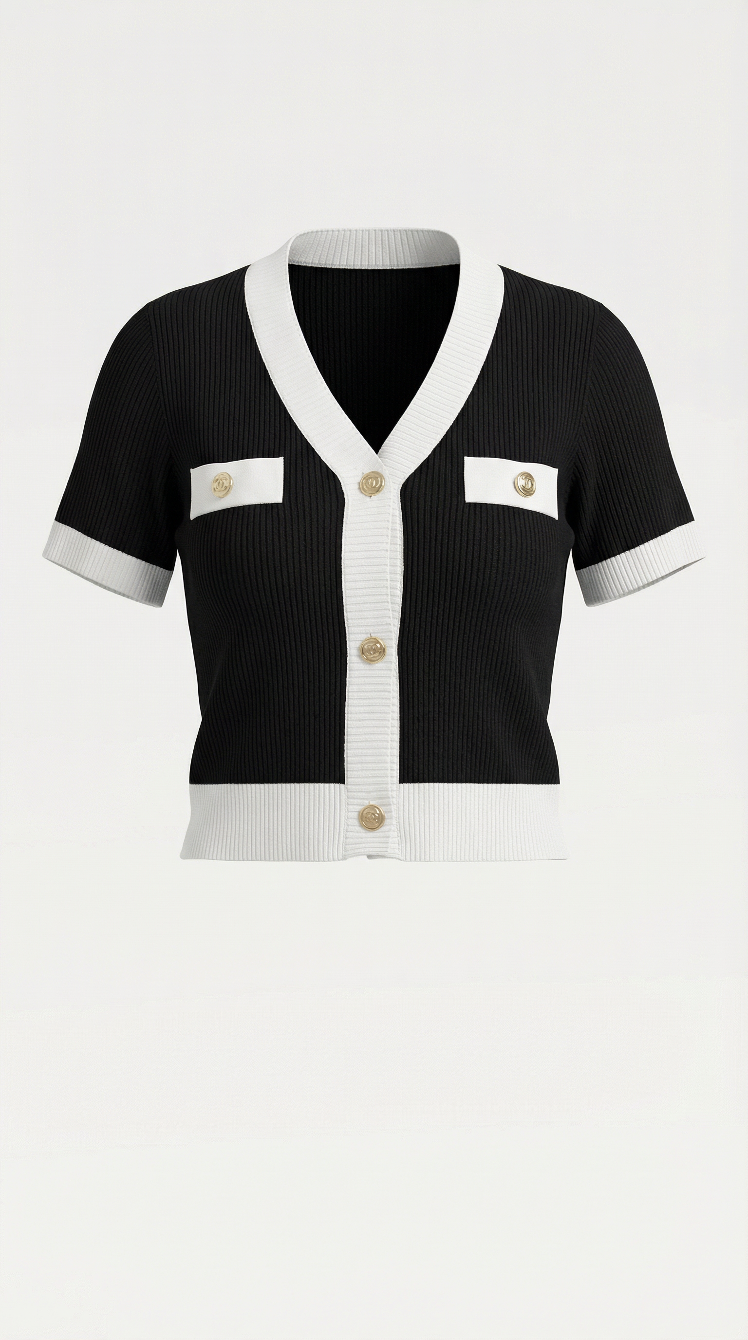 Women's Stylish Contrast Knit Cardigan | Short Sleeves
