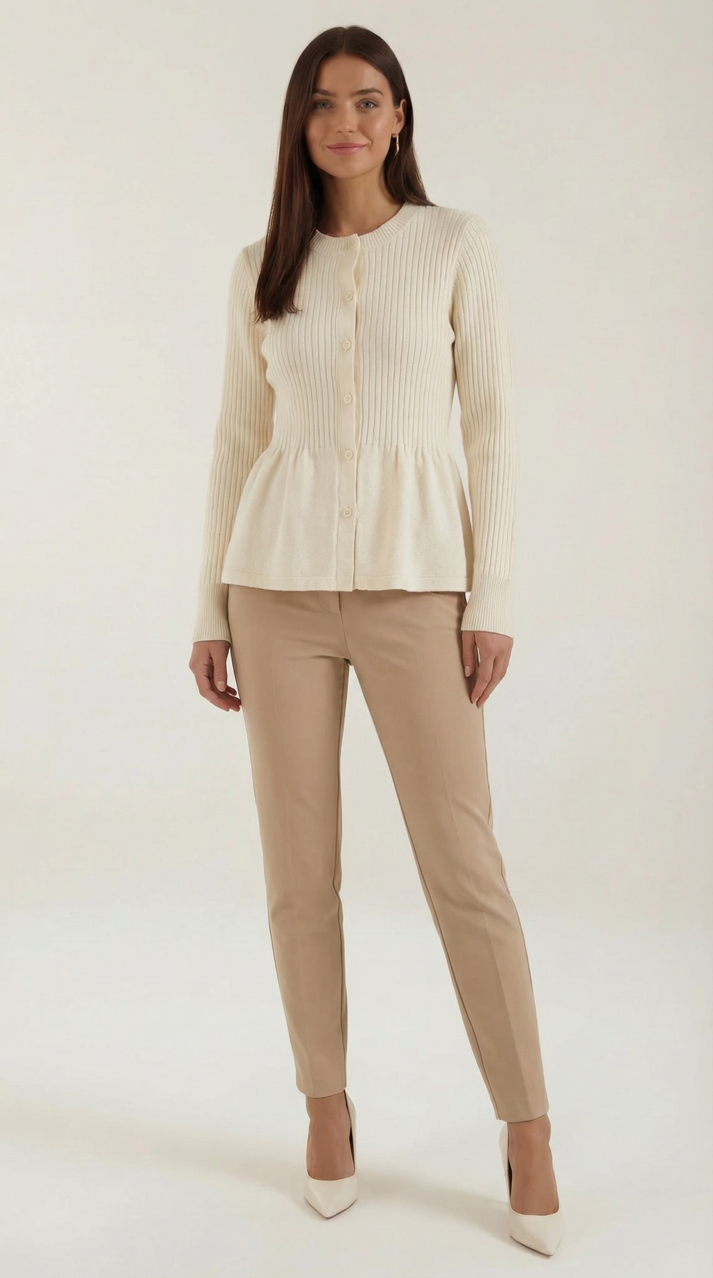 Women's Peplum Elegant Cardigan | Button Closure