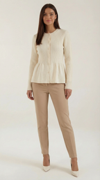 Women's Peplum Elegant Cardigan | Button Closure