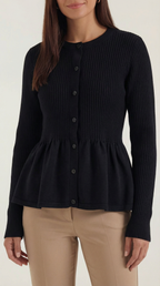 Women's Peplum Elegant Cardigan | Button Closure