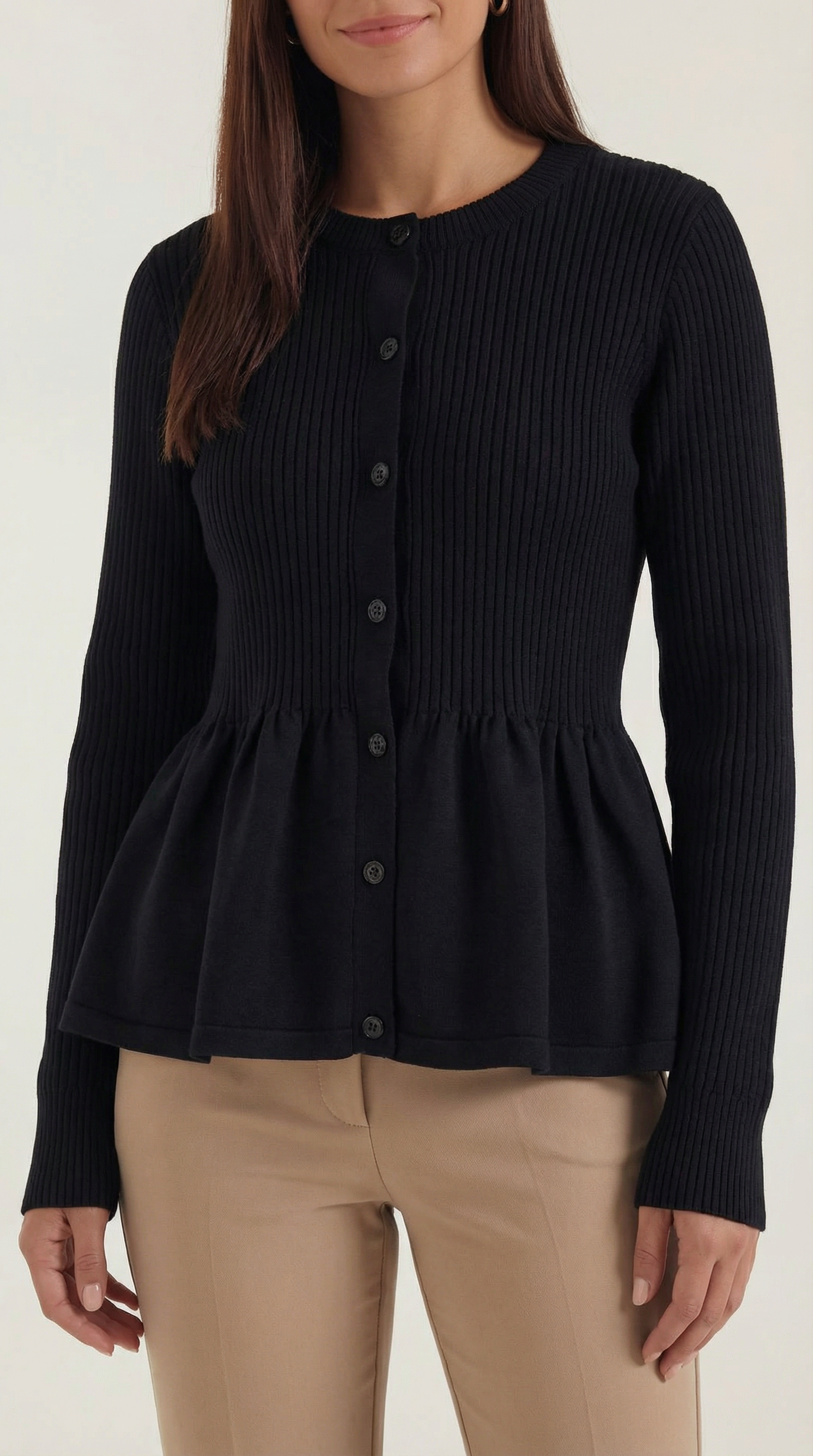 Women's Peplum Elegant Cardigan | Button Closure