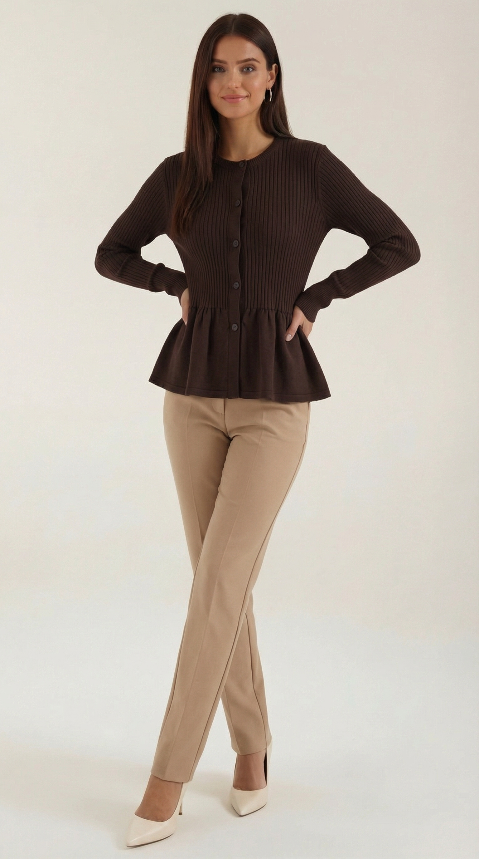 Women's Peplum Elegant Cardigan | Button Closure