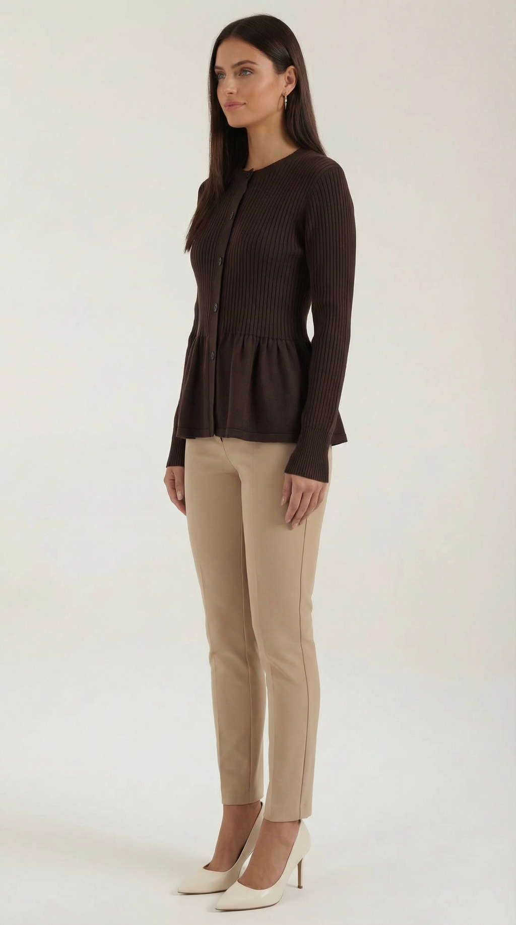 Women's Peplum Elegant Cardigan | Button Closure