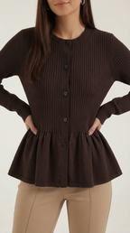 Women's Peplum Elegant Cardigan | Button Closure