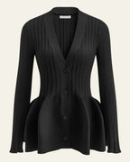 Women’s Button-Front V-Neck Cardigan | Peplum