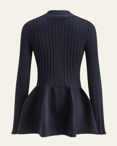 Women’s Button-Front V-Neck Cardigan | Peplum