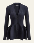 Women’s Button-Front V-Neck Cardigan | Peplum