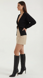 Women’s Stylish Deep V-Neck Cardigan | Single-Button