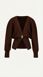 Women’s Stylish Deep V-Neck Cardigan | Single-Button