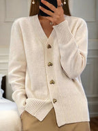 Women's Chic Heart Buttons Cardigan | V-Neck