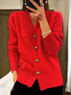 Women's Chic Heart Buttons Cardigan | V-Neck