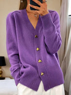 Women's Chic Heart Buttons Cardigan | V-Neck