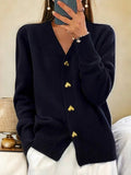 Women's Chic Heart Buttons Cardigan | V-Neck