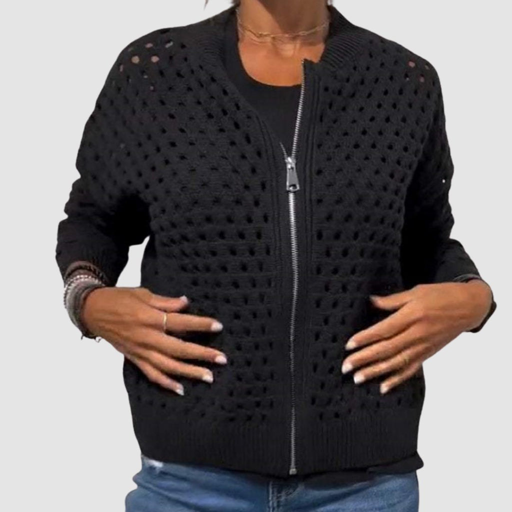Women's Zip-Up Knit Cardigan | Openwork