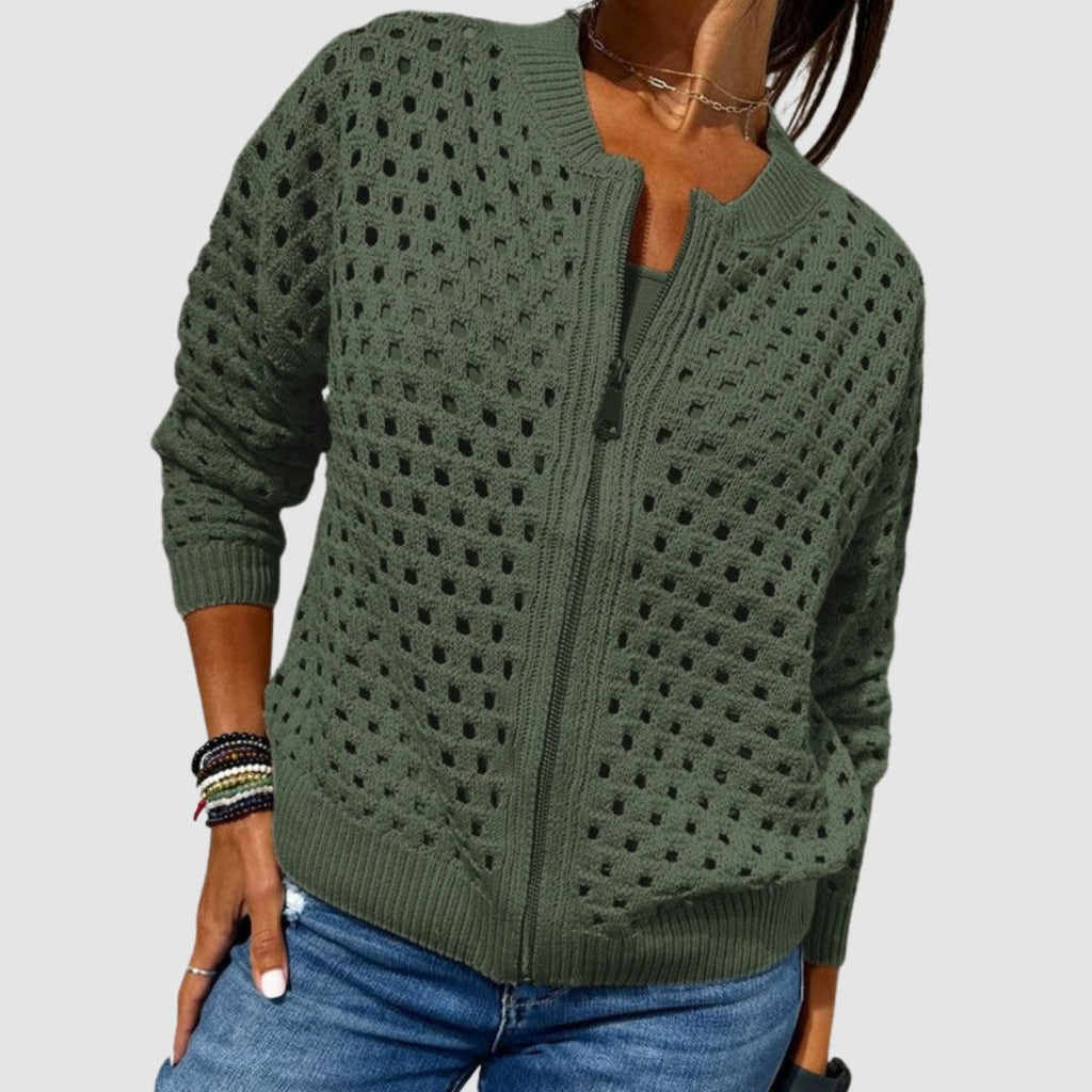 Women's Zip-Up Knit Cardigan | Openwork