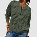 Women's Zip-Up Knit Cardigan | Openwork