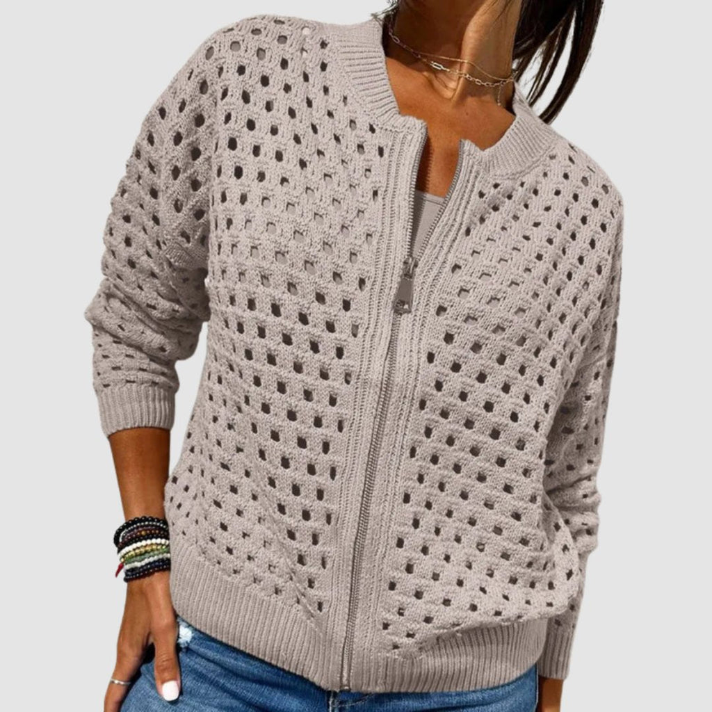 Women's Zip-Up Knit Cardigan | Openwork