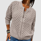 Women's Zip-Up Knit Cardigan | Openwork