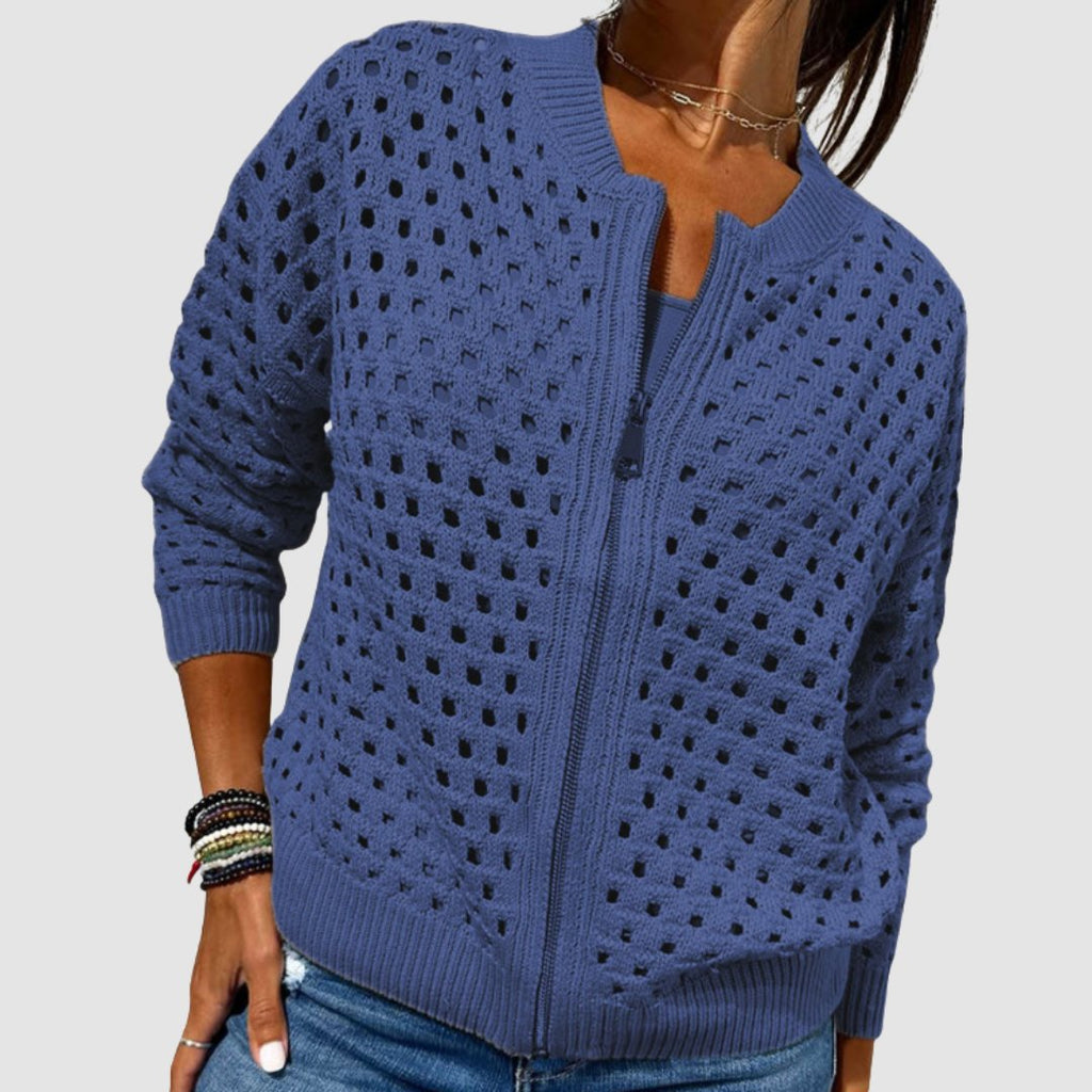 Women's Zip-Up Knit Cardigan | Openwork