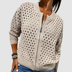Women's Zip-Up Knit Cardigan | Openwork