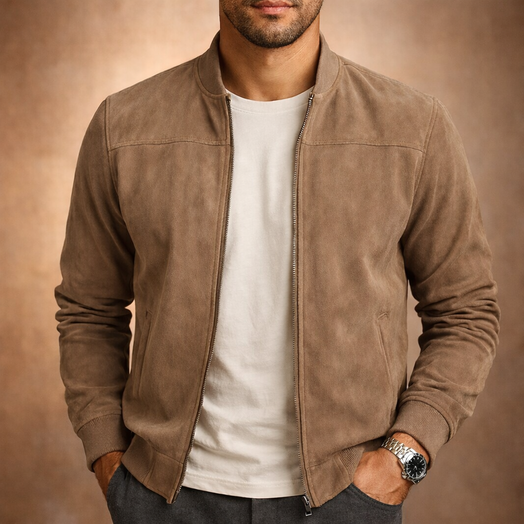 Men's Zip-Up Bomber Jacket | Stand Collar