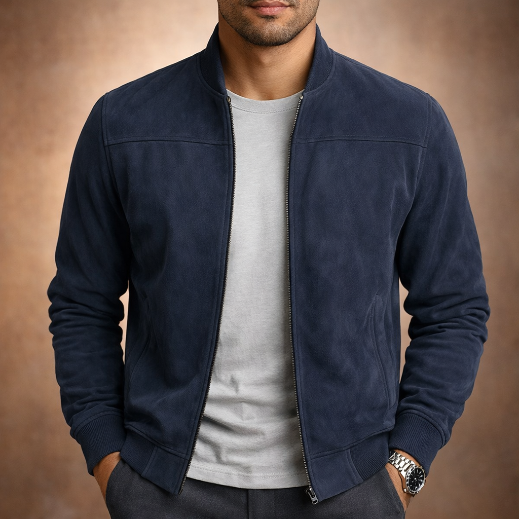 Men's Zip-Up Bomber Jacket | Stand Collar
