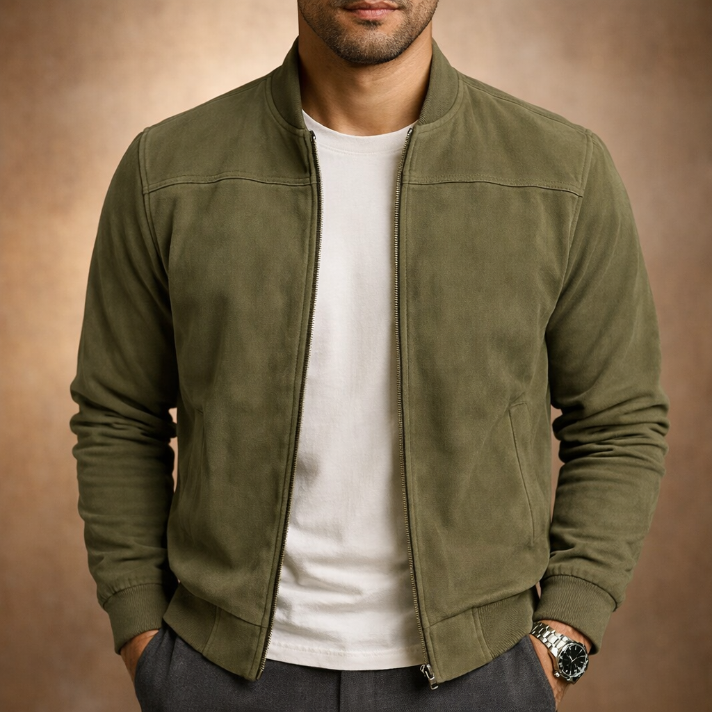Men's Zip-Up Bomber Jacket | Stand Collar