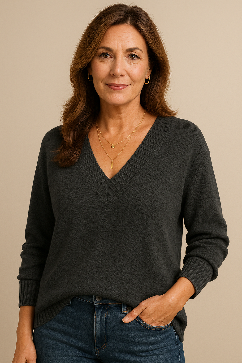 Women's Knit V-Neck Sweater | Fall