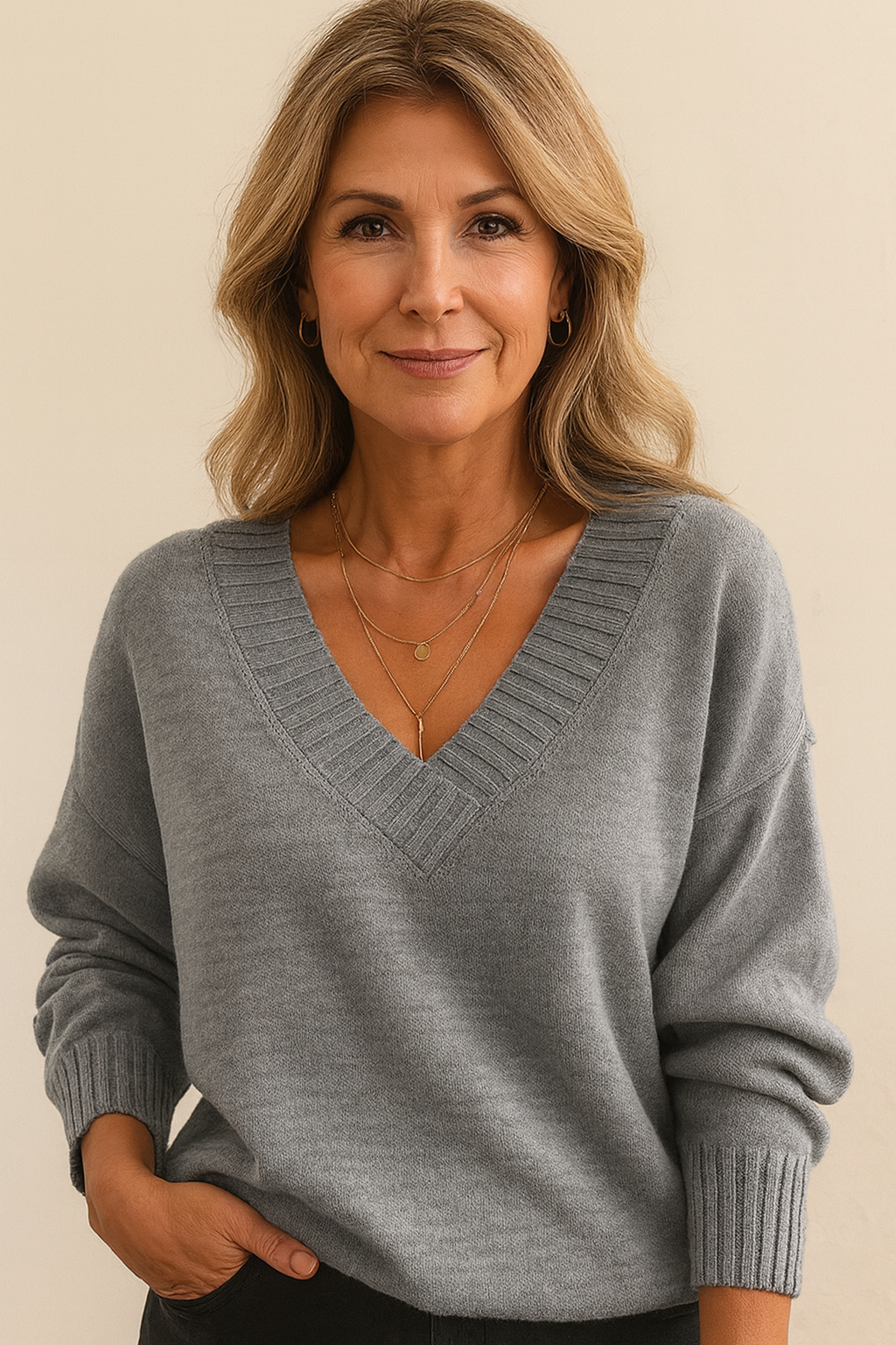 Women's Knit V-Neck Sweater | Fall
