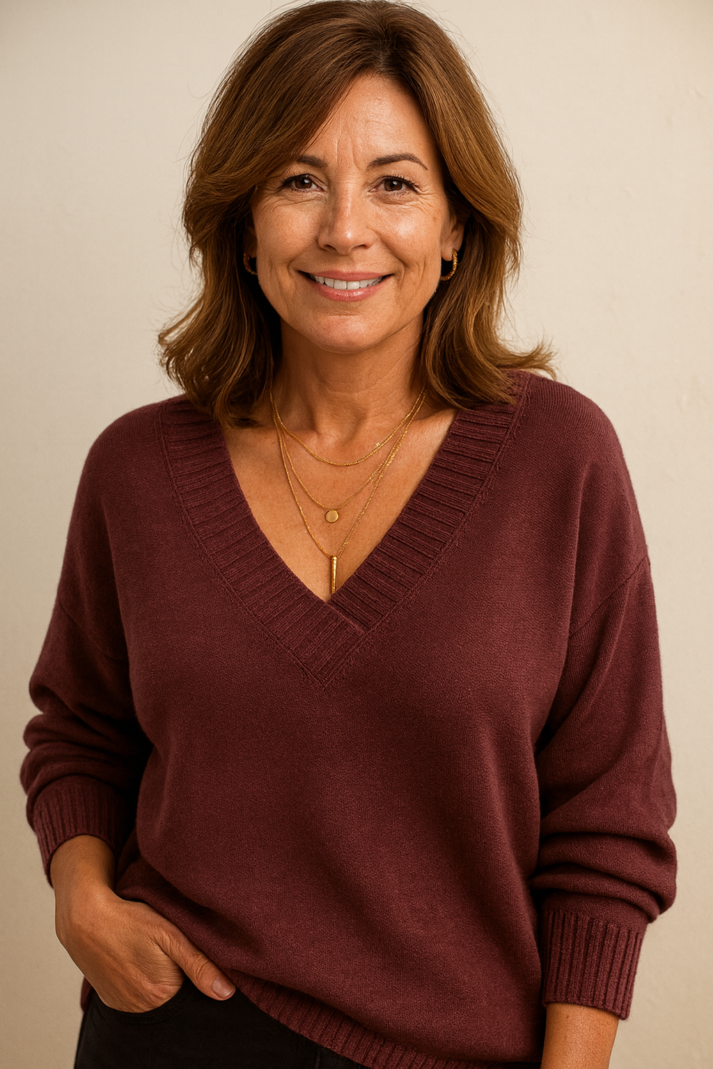 Women's Knit V-Neck Sweater | Fall
