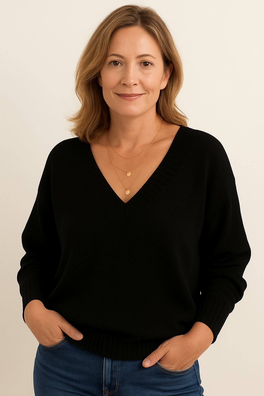 Women's Knit V-Neck Sweater | Fall