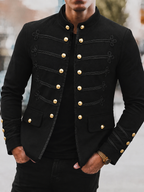 Men’s Slim Fit Zip-Up Jacket | Decorative Buttons