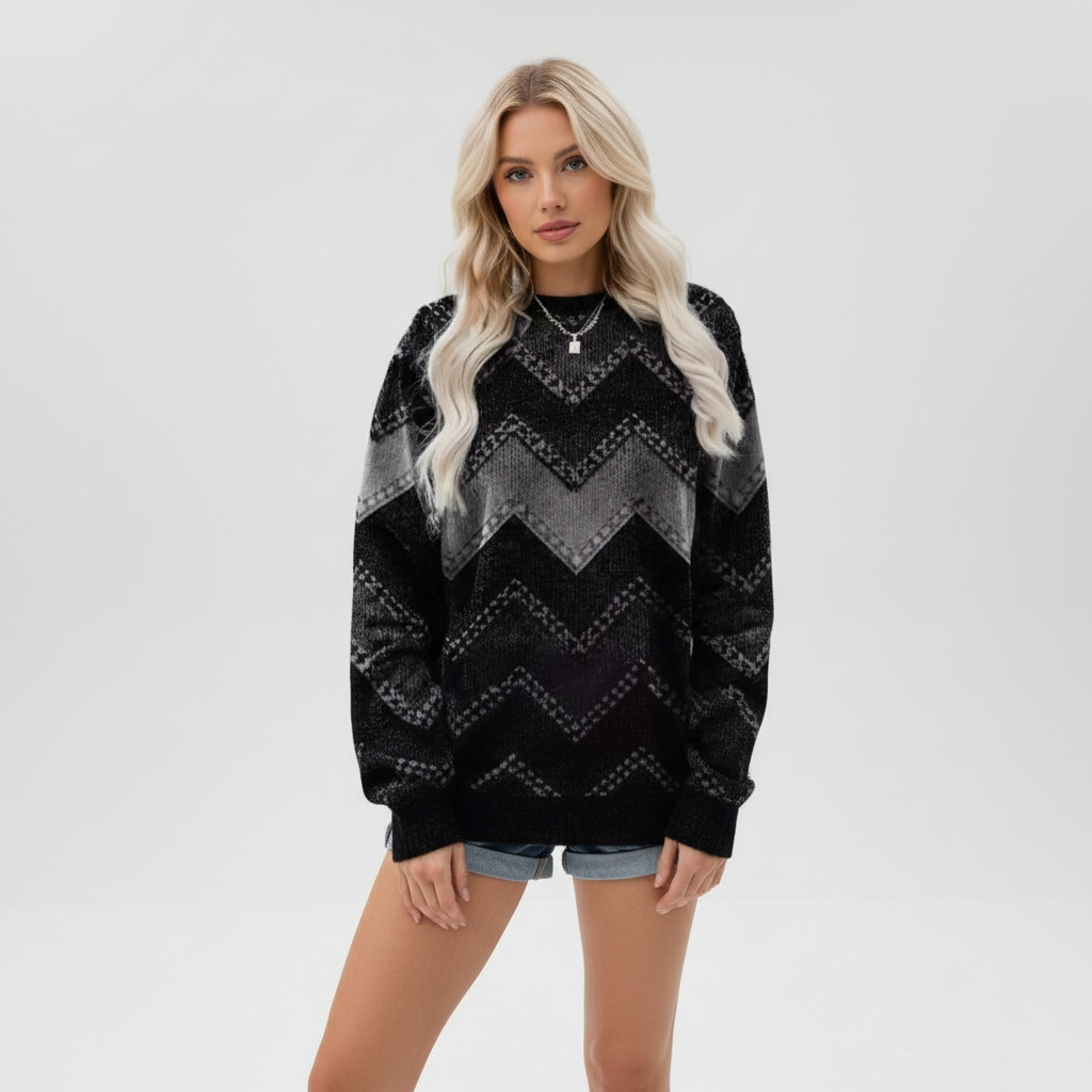 Women’s Printed Crew Neck Sweater | Long Sleeve