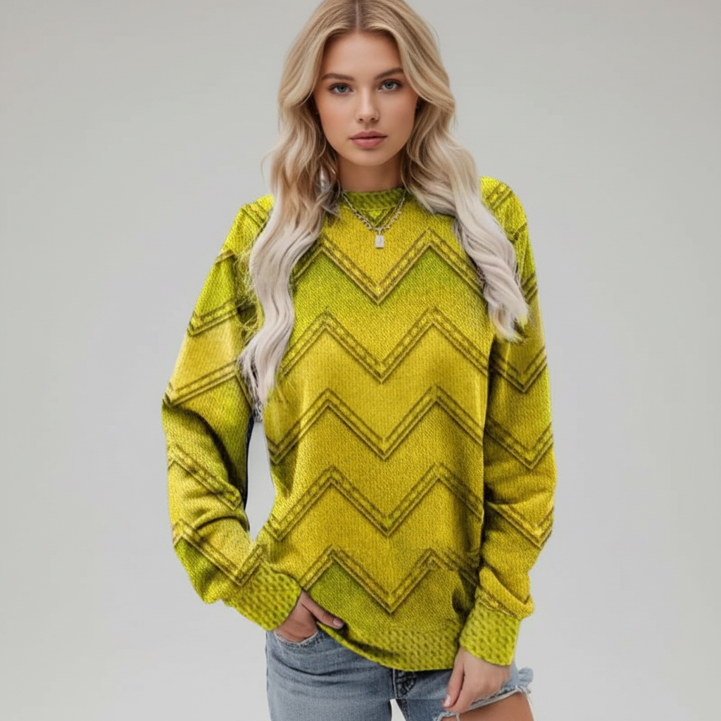 Women’s Printed Crew Neck Sweater | Long Sleeve