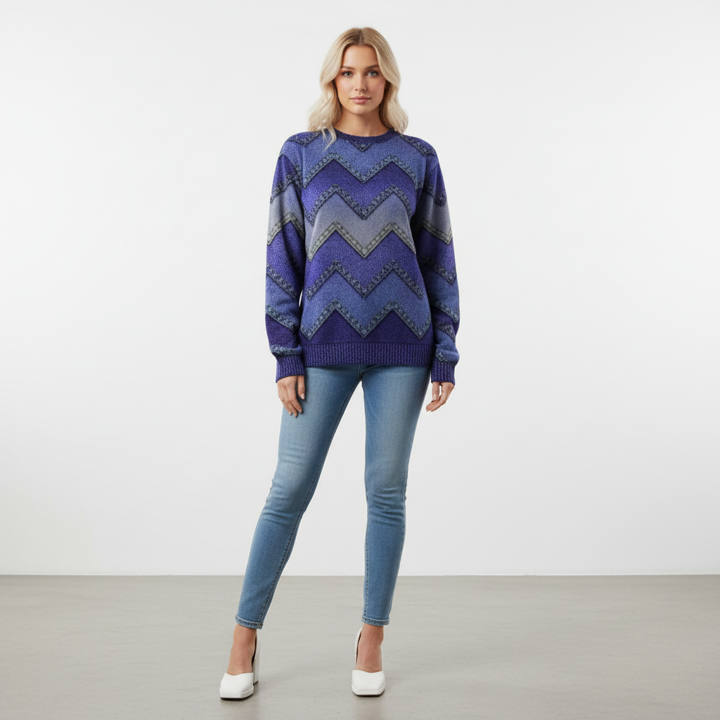 Women’s Printed Crew Neck Sweater | Long Sleeve