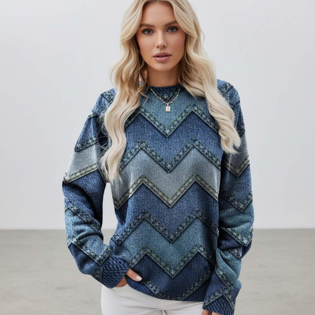 Women’s Printed Crew Neck Sweater | Long Sleeve