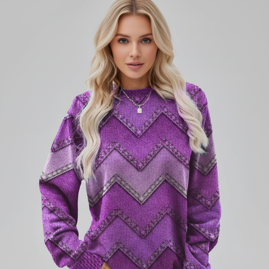 Women’s Printed Crew Neck Sweater | Long Sleeve