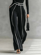 Women's Chic Turtleneck Two-Piece Set | Contrast Trim